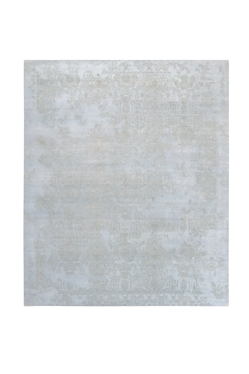 INSPIRATIONS collection — Aqua colourway, hand-knotted hand-carded and hand-spun wool rug, by Thibault Van Renne