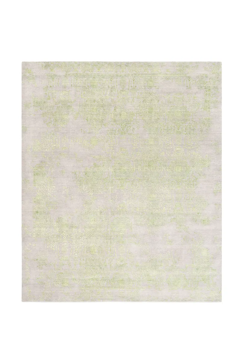 INSPIRATIONS collection — Grey & Lime Green colourway, hand-knotted hand-carded and hand-spun wool rug, by Thibault Van Renne