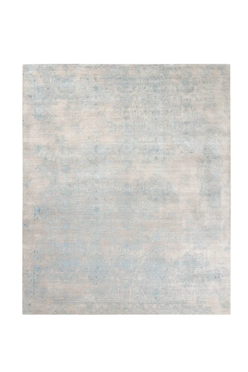 INSPIRATIONS collection — Light Grey Blue colourway, hand-knotted hand-carded and hand-spun wool rug, by Thibault Van Renne