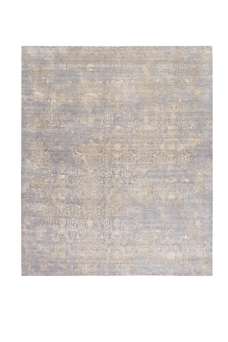 INSPIRATIONS collection — Mid Grey Gold colourway, hand-knotted hand-carded and hand-spun wool rug, by Thibault Van Renne